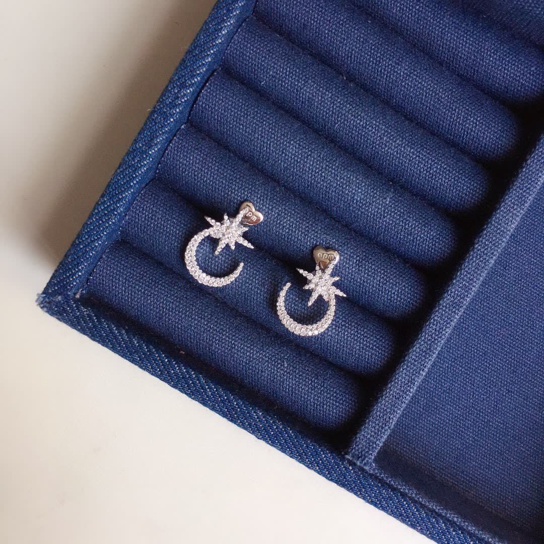 APM Monaco Star and Crescent Stud Earrings